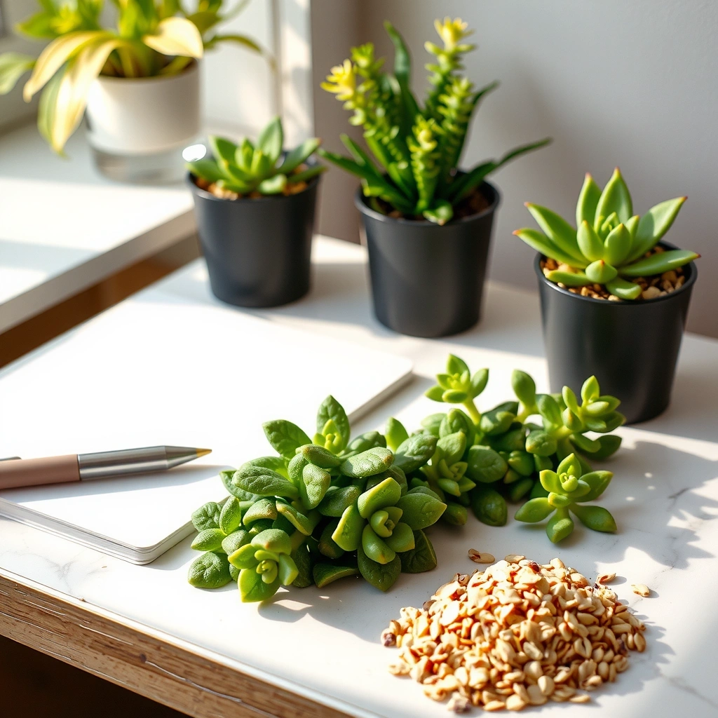 Ruhiger Arbeitsplatz mit Pflanzen